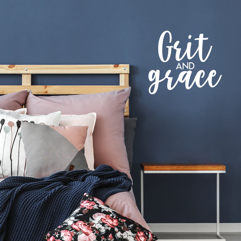 Vinyl Wall Art Decal - Grit And Grace - 19" x 22" - Trendy Chic Inspirational Cute Quote Sticker For Women Home Bedroom Closet Girls Room Living Room Office Feminine Decor 2