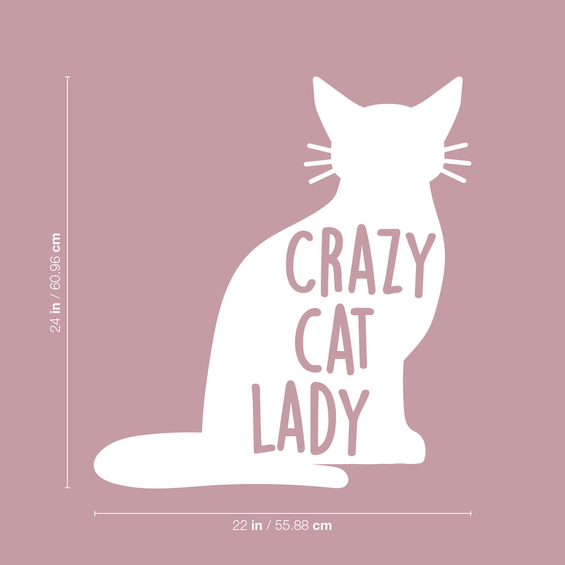 Vinyl Wall Art Decal - Crazy Cat Lady - 24" x 22" - Trendy Cute Funny Joke Cat Shape Quote Sticker For Pets Lovers Home Bedroom Living Office Room Veterinary Store Feminine Decor 4