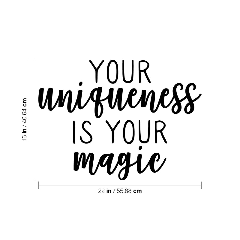 Vinyl Wall Art Decal - Your Uniqueness Is Your Magic - Trendy Cute Inspirational Self Esteem Quote Sticker For Home Bedroom Closet Girls Room Living Room Office Coffee Shop Decor 4