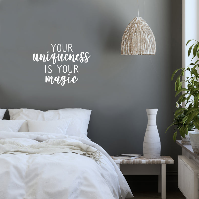 Vinyl Wall Art Decal - Your Uniqueness Is Your Magic - 16" x 22" - Trendy Cute Inspirational Self Esteem Quote Sticker For Home Bedroom Closet Girls Room Living Room Office Coffee Shop Decor 3