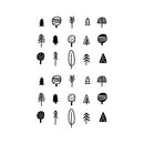 30 Pieces Of Vinyl Wall Art Decal - Tree Set - From 3" x 2" Each - Minimal Cute Adhesive Stickers Trees Design For Bedroom Home Office Living Kids Room Playroom Decor 1