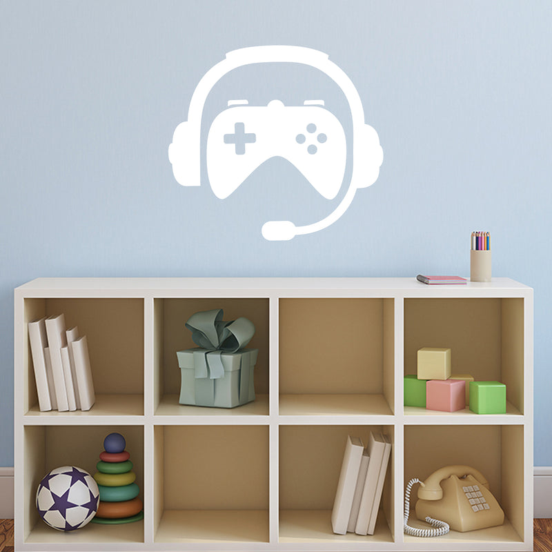 Vinyl Wall Art Decal - Gamer Set - 22" x 24" - Trendy Urban Headset Controller Design Sticker For Home Bedroom Game Room Playroom Living Room Office Decor 2