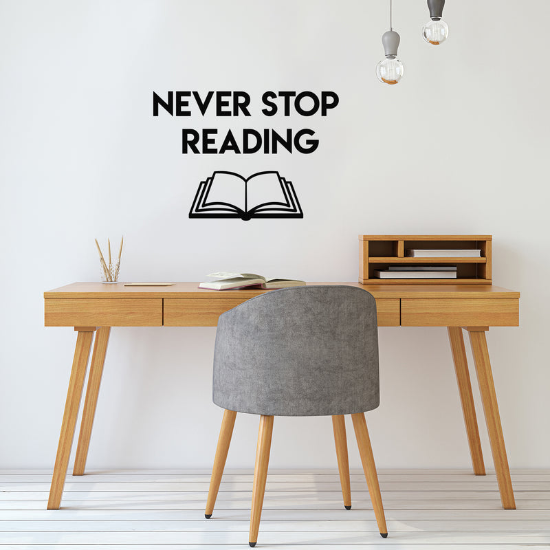 Vinyl Wall Art Decal - Never Stop Reading - 20" x 29" - Trendy Inspirational Optimistic Quote Sticker For Book Lovers Home Kids Room Bedroom Playroom School Classroom Office Decor 3