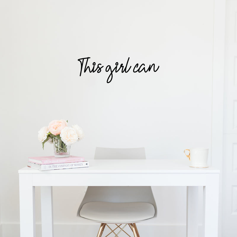 Vinyl Wall Art Decal - This Girl Can - 8" x 25" - Trendy Cute Optimistic Self Esteem Quote Sticker For Woman Girls Bedroom Closet Nursery Playroom Office Coffee Shop Feminine Decor 2