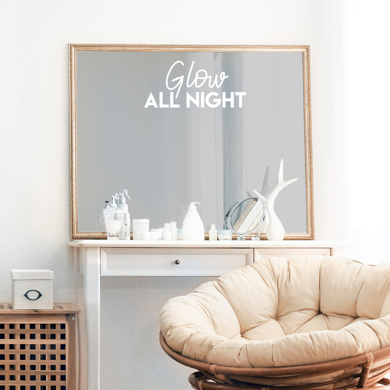 Vinyl Wall Art Decal - Glow All Night - 10" x 22" - Modern Inspirational Positive Quote Sticker For Girl  Bedroom Closet Bathroom Living Room Home Apartment Store Decor 2