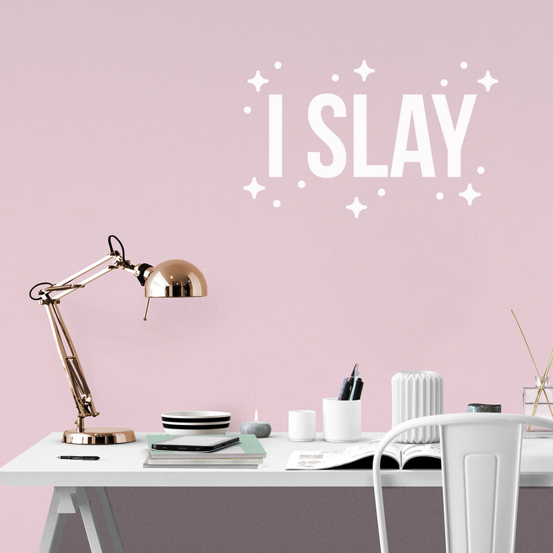 Vinyl Wall Art Decal - I Slay - 17" x 27.5" - Trendy Motivational Work Quote Sticker Design For Gym Bedroom Living Room Home Office Apartment Fitness Store Decor 2