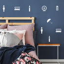 Set Of 18 Vinyl Wall Art Decal - London Pattern - From 5" x 1" Each - Minimal British Stickers England Icons UK Design For Home Office Bedroom Living Room Store Apartment Decor 2