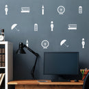 Set Of 18 Vinyl Wall Art Decal - London Pattern - From 5" x 1" Each - Minimal British Stickers England Icons UK Design For Home Office Bedroom Living Room Store Apartment Decor 3