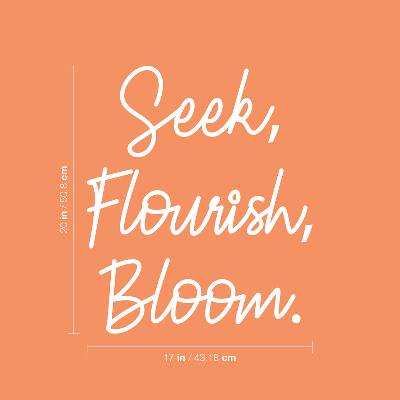 Vinyl Wall Art Decal - Seek Flourish Bloom - 20" x 17" - Trendy Inspirational Cute Optimistic Girly Quote Sticker For Woman Girls Bedroom Closet Office Coffee Shop Feminine Decor 4