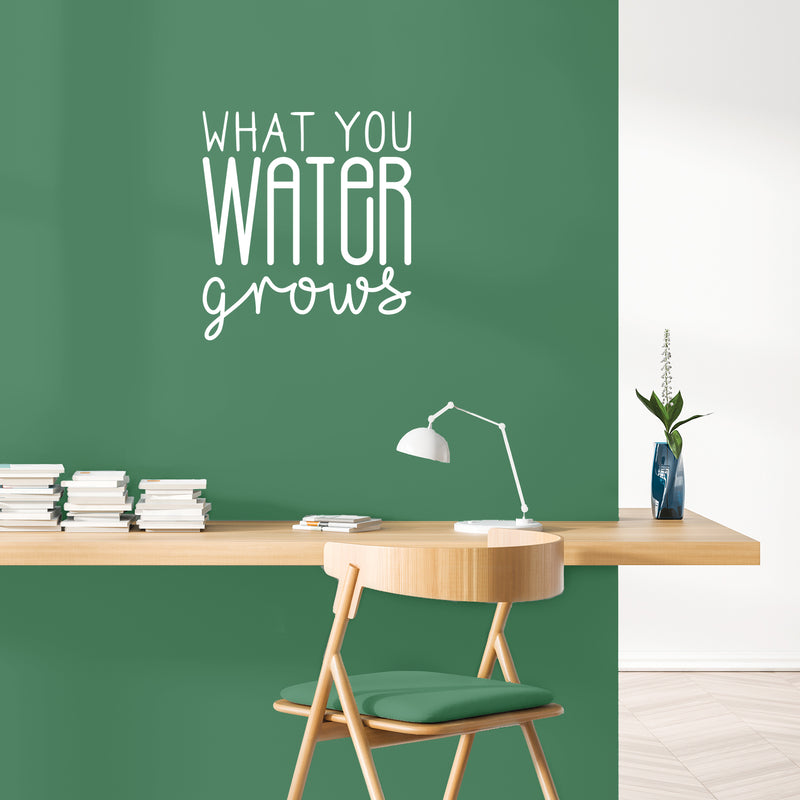 Vinyl Wall Art Decal - What You Water Grows - 22" x 20" - Trendy Cute Motivational Positive Quote Sticker For Gardening Indoor Plants Home Garden Playroom Office Coffee Shop Decor 2