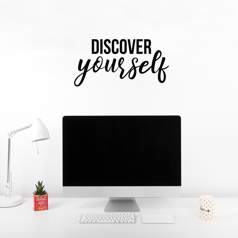 Vinyl Wall Art Decal - Discover Yourself - 11" x 22" - Trendy Positive Self Esteem Inspirational Quote Sticker For Home Bedroom Living Room Office Coffee Shop Gym Fitness Decor 3