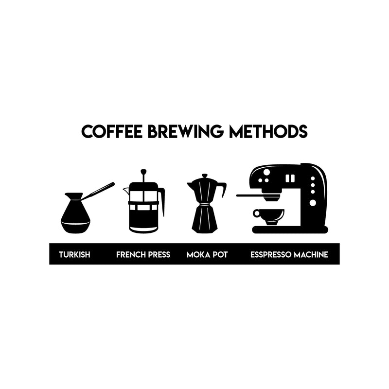 Vinyl Wall Art Decal - Coffee Brewing Methods  - 20" x 41" - Trendy Modern Caffeine Quote Sticker For Coffee Lovers Coffee Shop Restaurant Store Home Kitchen Office kitchenette Decor 1