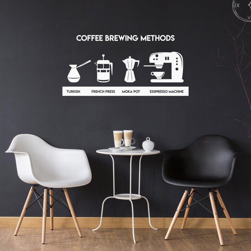 Vinyl Wall Art Decal - Coffee Brewing Methods  - 20" x 41" - Trendy Modern Caffeine Quote Sticker For Coffee Lovers Coffee Shop Restaurant Store Home Kitchen Office kitchenette Decor 2