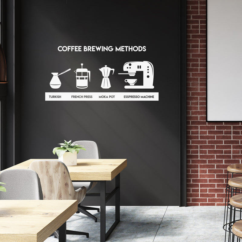 Vinyl Wall Art Decal - Coffee Brewing Methods  - 20" x 41" - Trendy Modern Caffeine Quote Sticker For Coffee Lovers Coffee Shop Restaurant Store Home Kitchen Office kitchenette Decor 3