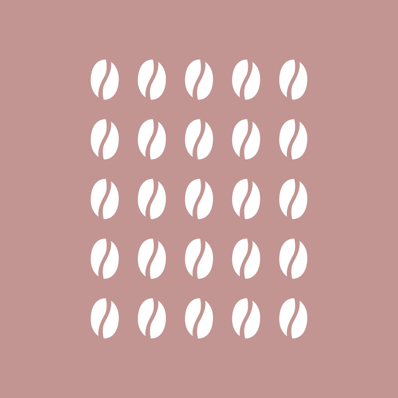 Set Of 25 Vinyl Wall Art Decal - Coffee Bean Pattern - 4" x 5" Each - Minimal Cafe Stickers Coffee Beans Icons Design For Home Office kitchenette Kitchen Dining Room Store Decor 1