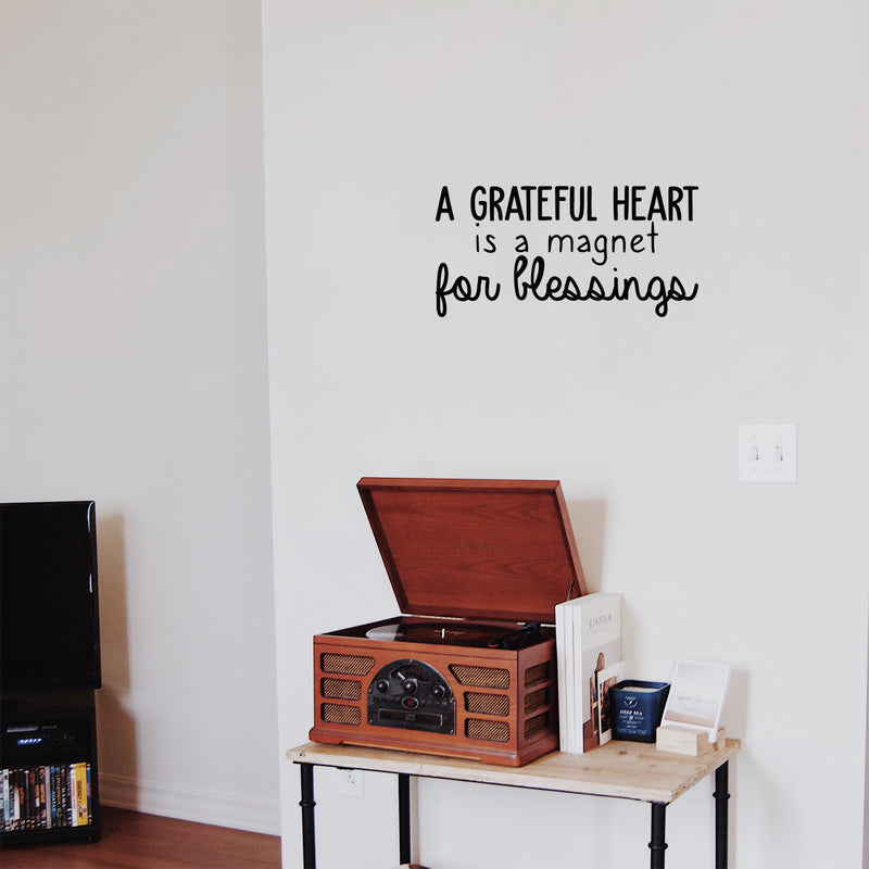 Vinyl Wall Art Decal - A Grateful Heart Is A Magnet For Blessings - Modern Inspirational Positive Quote Sticker For Teen Bedroom Closet Kids Room Home Office Decor 3