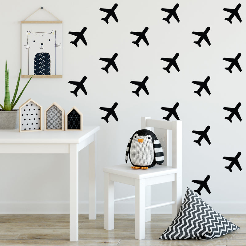 Set Of 25 Vinyl Wall Art Decal - Airplane Pattern - Each - Cute Adhesive Stickers Airplanes Design For Travellers Home Office Bedroom Living Kids Room Apartment Store Decor 2