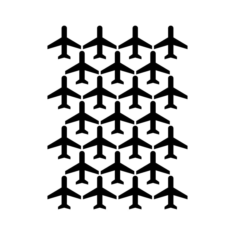 Set Of 25 Vinyl Wall Art Decal - Airplane Pattern - 5" x 5" Each - Cute Adhesive Stickers Airplanes Design For Travellers Home Office Bedroom Living Kids Room Apartment Store Decor 1