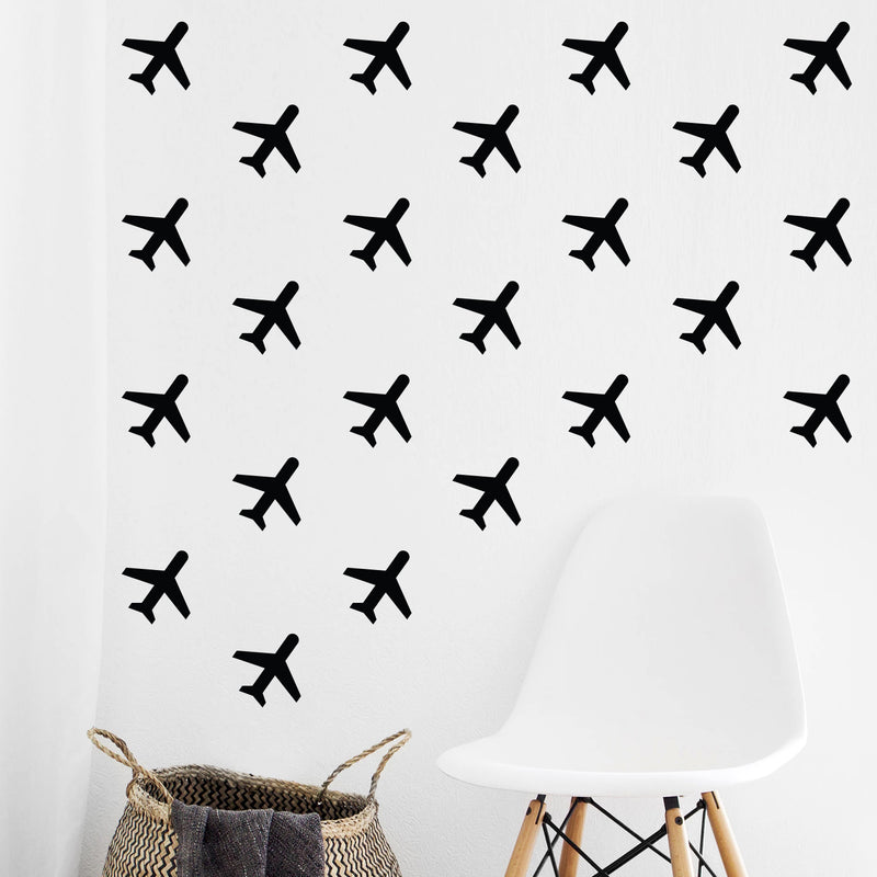 Set Of 25 Vinyl Wall Art Decal - Airplane Pattern - Each - Cute Adhesive Stickers Airplanes Design For Travellers Home Office Bedroom Living Kids Room Apartment Store Decor 3