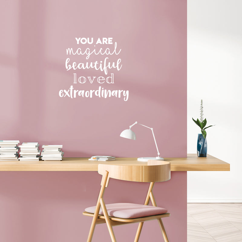 Vinyl Wall Art Decal - You Are Magical Beautiful Loved Extraordinary - 20" x 22" - Modern Inspirational Positive Self Esteem Quote Sticker For Kids Bedroom Living Room Home Office Decor 2