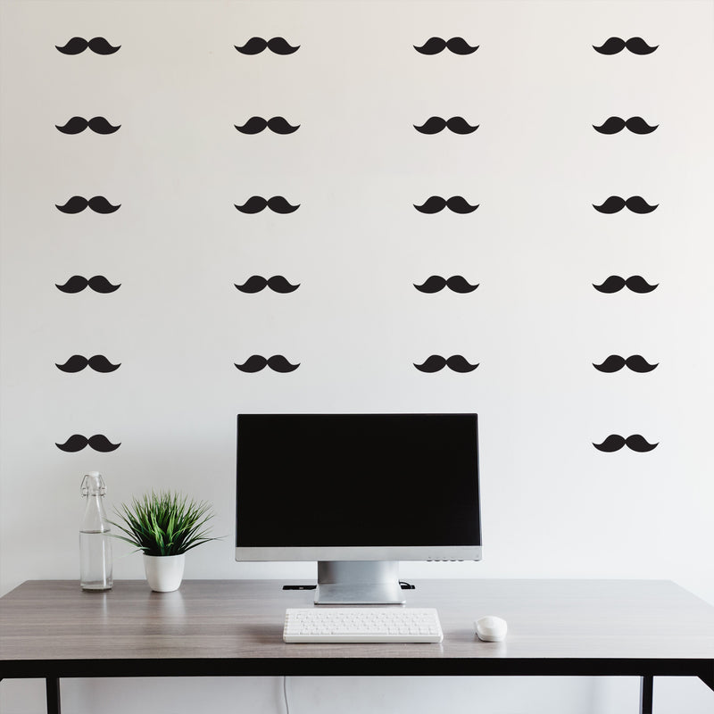 Set Of 30 Vinyl Wall Art Decal - Mustache Pattern - 1.Each - Trendy Cute Funny Adhesive Stickers Mustache Design For Home Office Bedroom Living Kids Room Apartment Store Decor 2