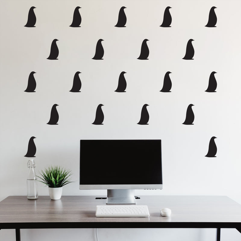 Set Of 20 Vinyl Wall Art Decal - Penguin Pattern - From Each - Cute Fun Penguins Adhesive Stickers Animal Design For Kids Bedroom Home Office Living Room Classroom Playroom Decor 2