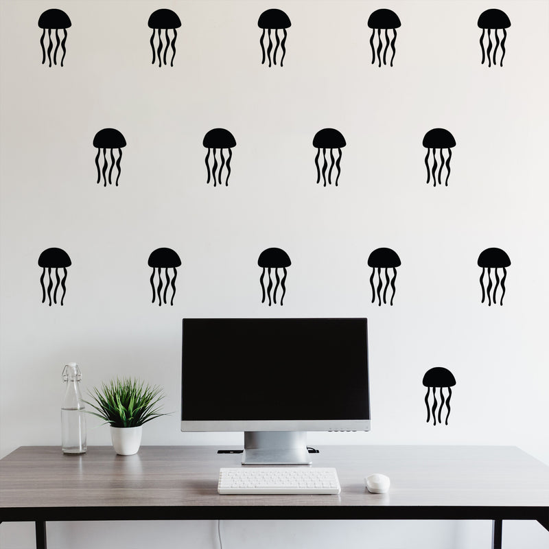 Set Of 20 Vinyl Wall Art Decal - Jellyfish Pattern - 7" x 4" Each - Cool Adhesive Sticker Cute Animal Design For Baby Kids Room Bedroom Playroom School Classroom Nursery Decor 2