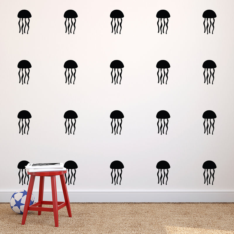 Set Of 20 Vinyl Wall Art Decal - Jellyfish Pattern - 7" x 4" Each - Cool Adhesive Sticker Cute Animal Design For Baby Kids Room Bedroom Playroom School Classroom Nursery Decor 3