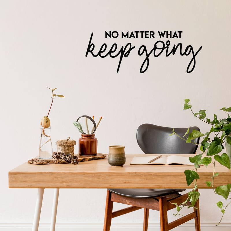 Vinyl Wall Art Decal - No Matter What Keep Going - 10" x 28" - Modern Motivational Optimism Quote Sticker For Teen Bedroom Living Room Home Work Office Classroom Decor 2