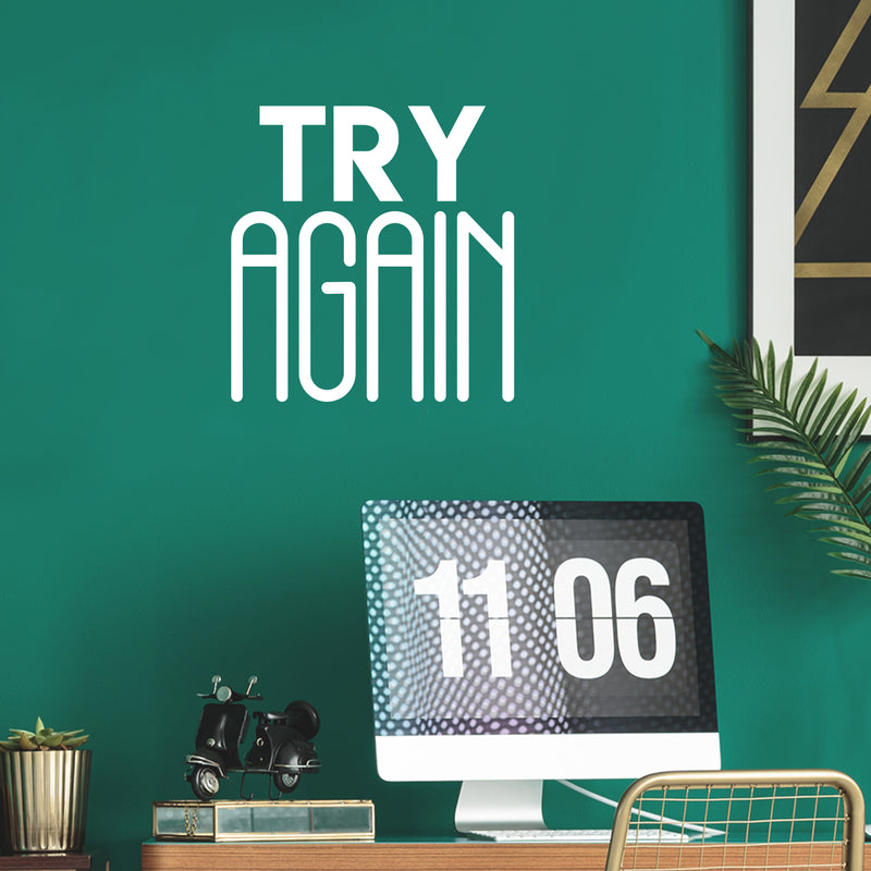 Vinyl Wall Art Decal - Try Again - 23" x 22" - Modern Motivational Optimism Quote Sticker For Teen Bedroom Living Kids Room Home Work Office School Classroom Decor 3