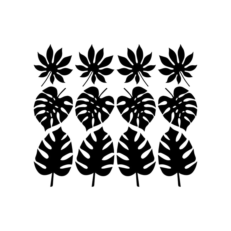 Set Of 12 Vinyl Wall Art Decal - Leaves Pattern - From 5.4" x 5" Each - Minimal Adhesive Sticker Nature Green Design For Home Office Bedroom Living Room Classroom Apartment Store Decor 1