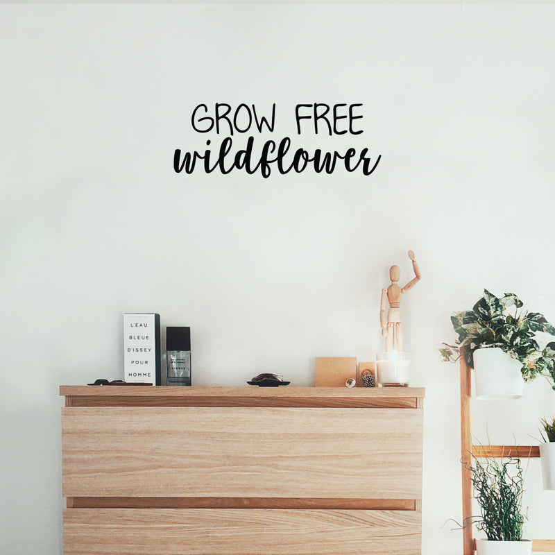Vinyl Wall Art Decal - Grow Free Wildflower - 8" x 22" - Trendy Cute Motivational Positive Quote Sticker For Gardening Indoor Plants Home Garden Playroom Office Coffee Shop Decor 2