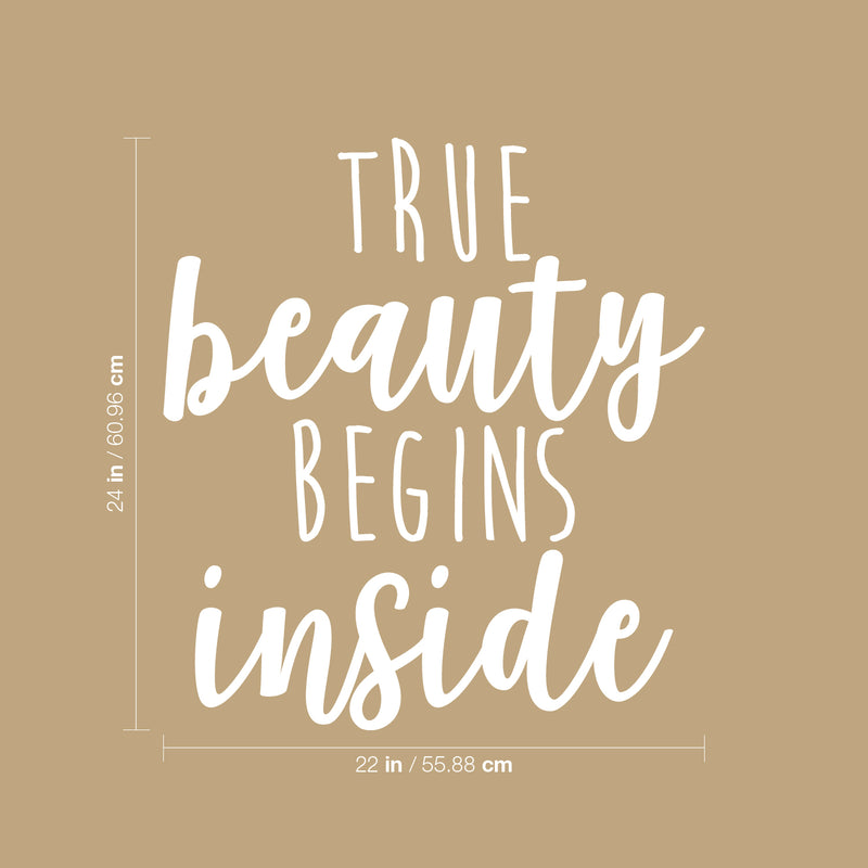 Vinyl Wall Art Decal - True Beauty Begins Inside - 24" x 22" - Trendy Motivational Women Quote Sticker For Woman Home Work Office Girls Bedroom Living Room Apartment Decor 4