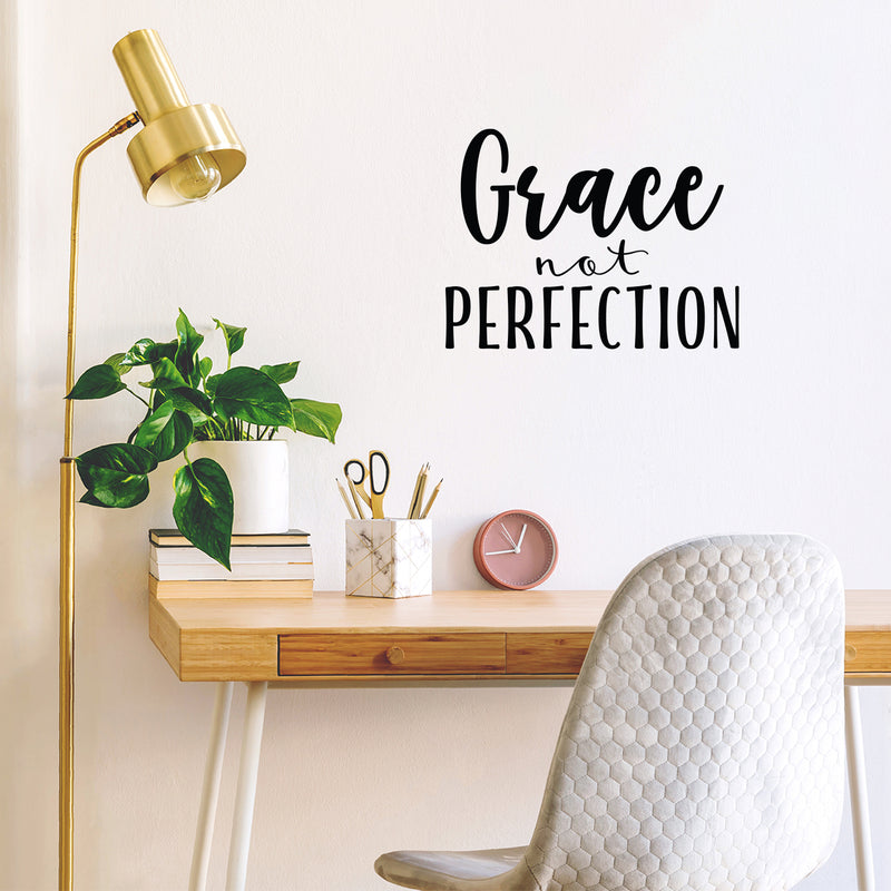 Vinyl Wall Art Decal - Grace Not Perfection - 16.5" x 22" - Modern Inspirational Cute Positive Sticker For Girls Bedroom Closet Living Room Kids Room Playroom Office Coffee Shop Decor 2