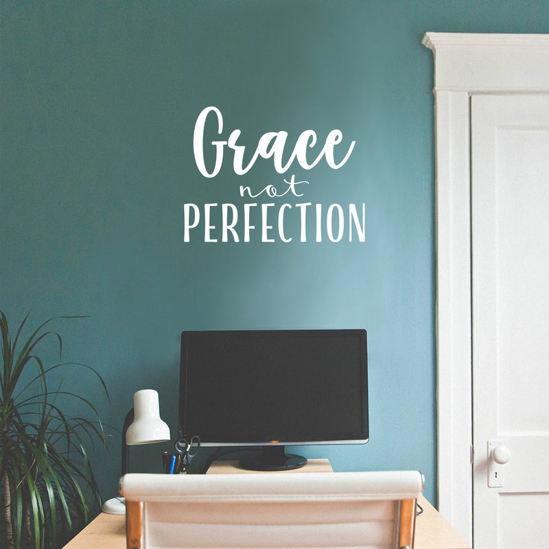Vinyl Wall Art Decal - Grace Not Perfection - 16.5" x 22" - Modern Inspirational Cute Positive Sticker For Girls Bedroom Closet Living Room Kids Room Playroom Office Coffee Shop Decor 2