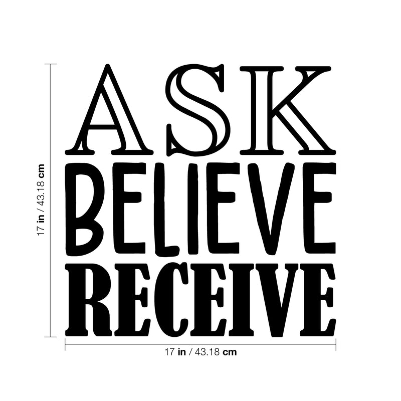 Vinyl Wall Art Decal - Ask Believe Receive - Trendy Motivational Positive Quote Sticker For Office Store Coffee Shop Living Room Playroom Decor 4