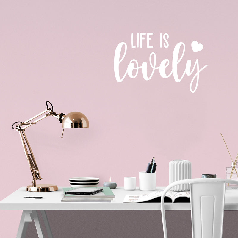 Vinyl Wall Art Decal - Life Is Lovely - 17"x 27" - Modern Cute Inspirational Optimistic Life Quote Sticker For Bedroom Closet Living Room Playroom Office Coffee Shop Decor 2