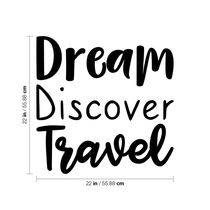 Vinyl Wall Art Decal - Dream Discover Travel - 22" x 22" - Modern Inspirational Quote Sticker Modern Design Airplane Shape For Home Bedroom Living Room Work Office Store Decor 4