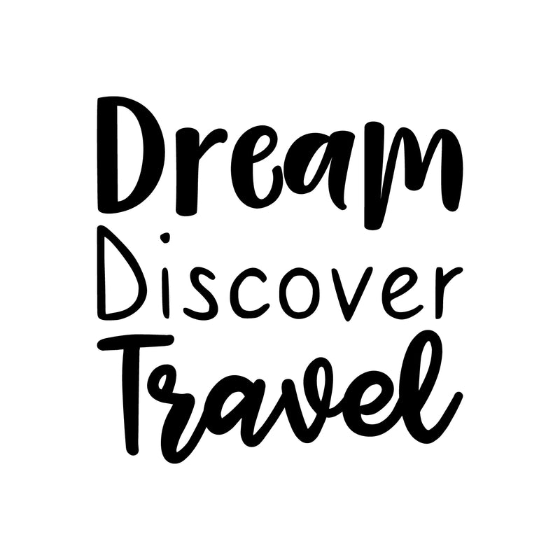 Vinyl Wall Art Decal - Dream Discover Travel - 22" x 22" - Modern Inspirational Quote Sticker Modern Design Airplane Shape For Home Bedroom Living Room Work Office Store Decor 1