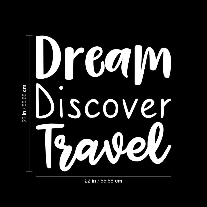 Vinyl Wall Art Decal - Dream Discover Travel - 22" x 22" - Modern Inspirational Quote Sticker Modern Design Airplane Shape For Home Bedroom Living Room Work Office Store Decor 4