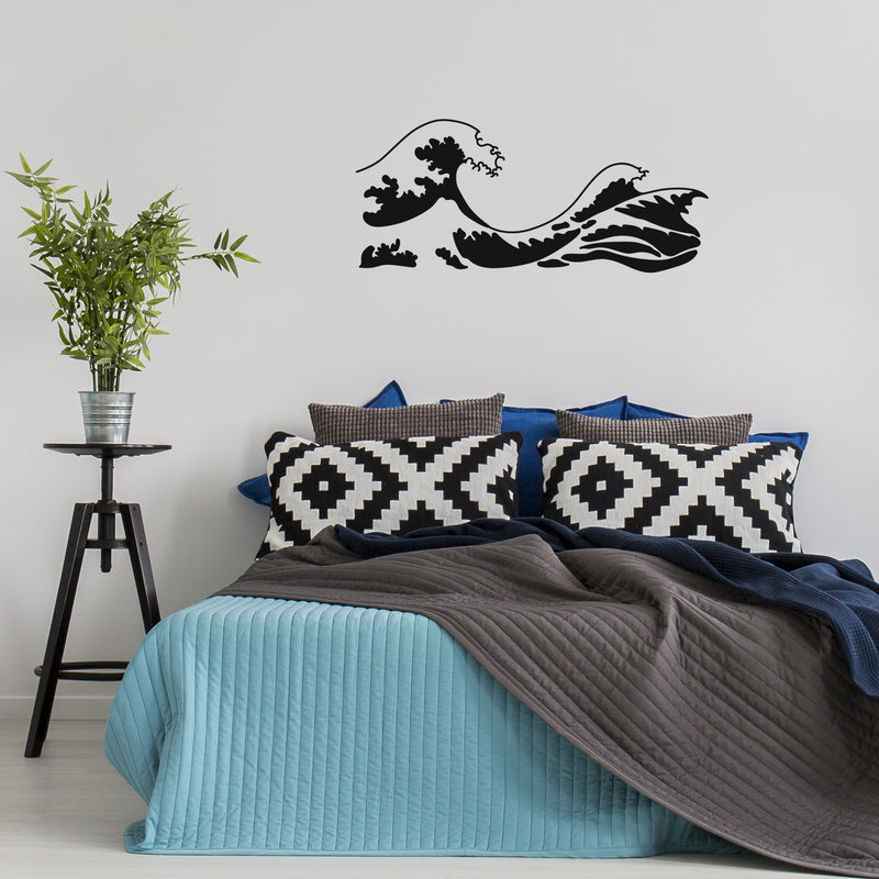 Vinyl Wall Art Decal - Kanagawa Wave - - Trendy Cute Relaxing Ocean Design Stickers For Kids Room Playroom Bedroom Classroom Living Room Office Coffee Shop Decor 5