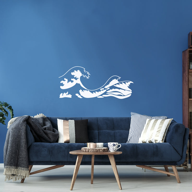 Vinyl Wall Art Decal - Kanagawa Wave - 22" x 50.5" - Trendy Cute Relaxing Ocean Design Stickers For Kids Room Playroom Bedroom Classroom Living Room Office Coffee Shop Decor 2