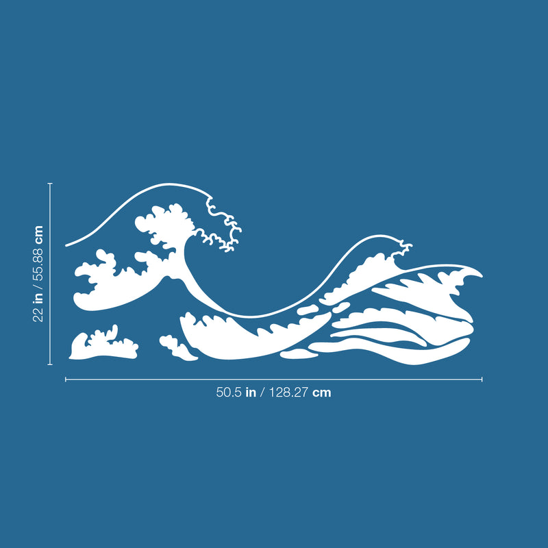 Vinyl Wall Art Decal - Kanagawa Wave - 22" x 50.5" - Trendy Cute Relaxing Ocean Design Stickers For Kids Room Playroom Bedroom Classroom Living Room Office Coffee Shop Decor 4