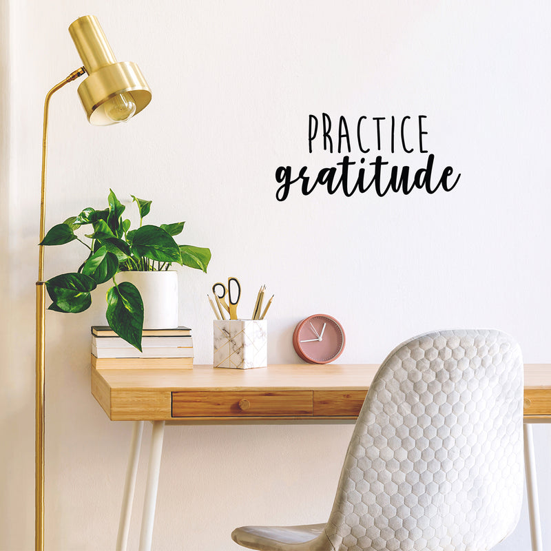 Vinyl Wall Art Decal - Practice Gratitude - 10.5" x 22" - Modern Motivational Positive Quote Sticker For Home Office Kids Room Playroom Bedroom Living Room Classroom Decor 2