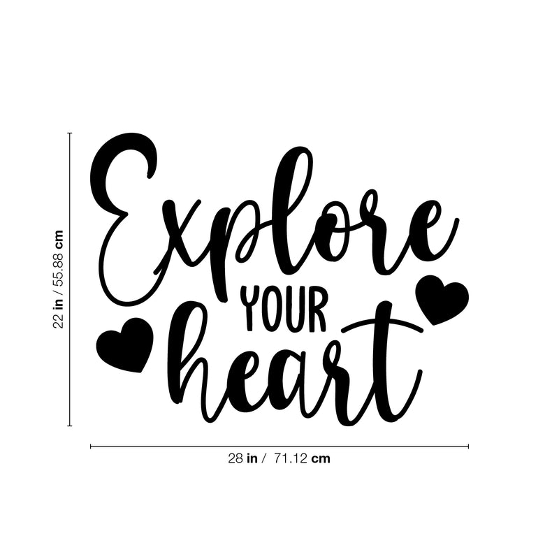 Vinyl Wall Art Decal - Explore Your Heart - Modern Inspirational Optimism Quote Sticker Cute Design For Home Office Kids Room Bedroom Living Room Classroom Decor 4