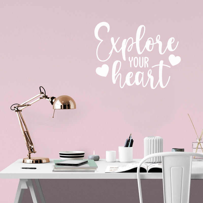 Vinyl Wall Art Decal - Explore Your Heart - 22" x 28" - Modern Motivational Positive Quote Sticker For Home Office Kids Room Playroom Bedroom Living Room Classroom Decor 3