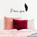 Vinyl Wall Art Decal - I Love You Feather - Modern Inspirational Valentine's Quote Sticker Cute Minimal Design For Home Bedroom Closet Kids Room Apartment Decor 2