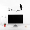Vinyl Wall Art Decal - I Love You Feather - Modern Inspirational Valentine's Quote Sticker Cute Minimal Design For Home Bedroom Closet Kids Room Apartment Decor 3