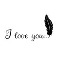 Vinyl Wall Art Decal - I Love You Feather - Modern Inspirational Valentine's Quote Sticker Cute Minimal Design For Home Bedroom Closet Kids Room Apartment Decor 1