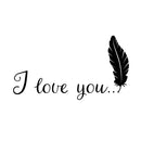 Vinyl Wall Art Decal - I Love You Feather - Modern Inspirational Valentine's Quote Sticker Cute Minimal Design For Home Bedroom Closet Kids Room Apartment Decor 1